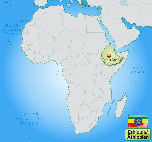 La carte de L'Ethiopie — Image vectorielle