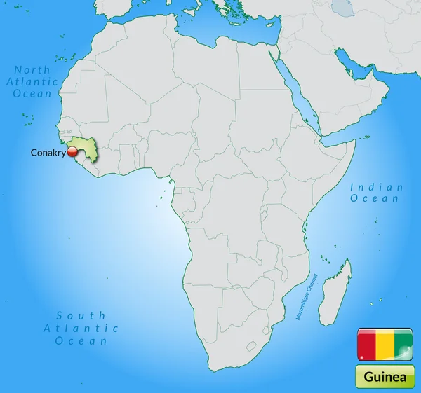 La mappa di Guinea — Vettoriale Stock