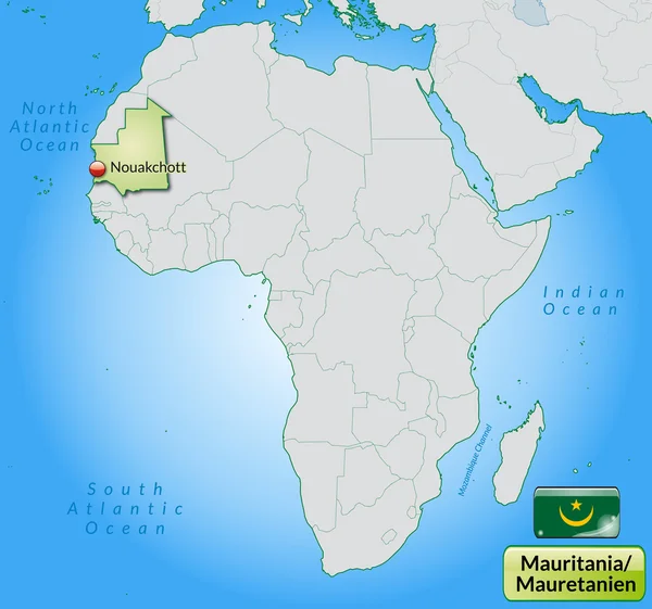 El mapa de mauritania — Vector de stock