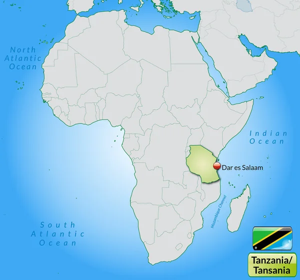 タンザニアの地図 — ストックベクタ