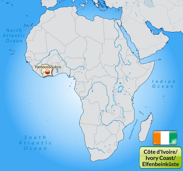 Mappa della Costa d'Avorio — Vettoriale Stock