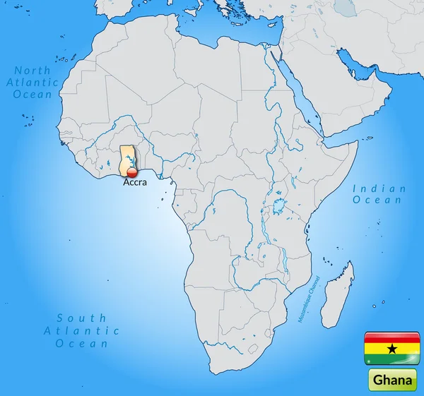 La mappa di Ghana — Vettoriale Stock