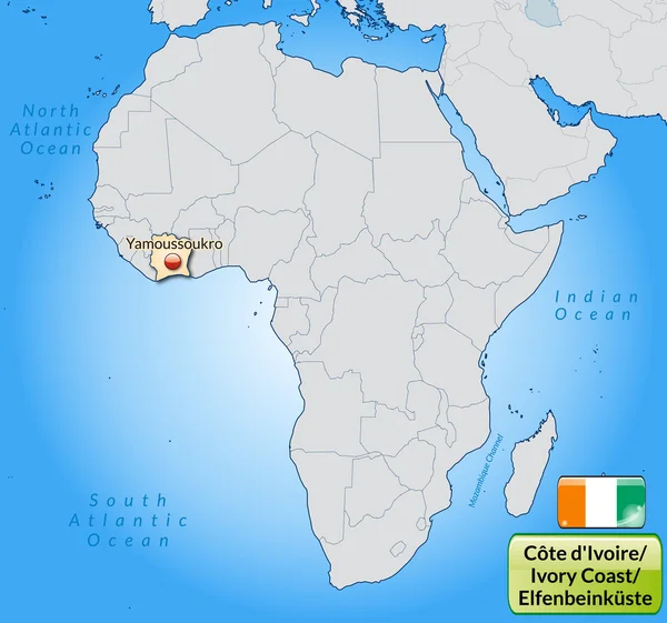Kart over Elfenbenskysten – stockvektor