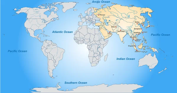 Mapa online de Asia — Archivo Imágenes Vectoriales