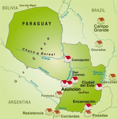 Map of Paraguay clipart