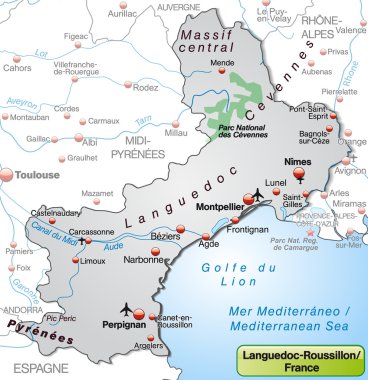 languedoc-roussillon Haritası