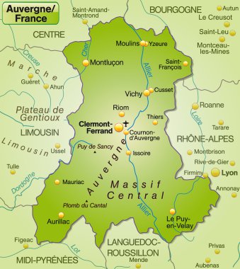 Map of auvergne clipart
