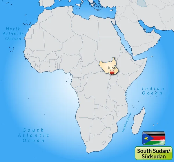 Kaart van Zuid-Soedan — Stockvector
