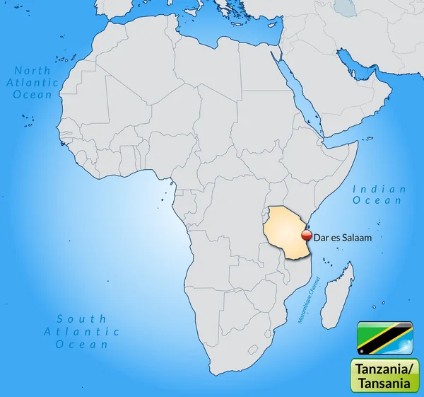 タンザニアの地図 — ストックベクタ