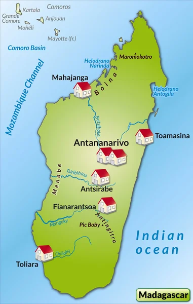 La mappa di Madagascar — Vettoriale Stock