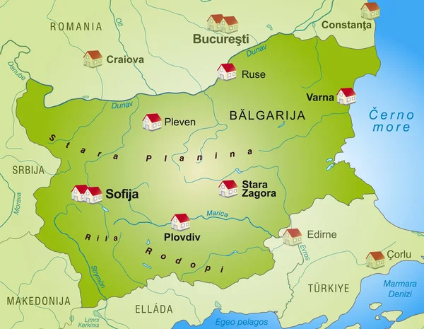 La mappa di Bulgaria — Vettoriale Stock