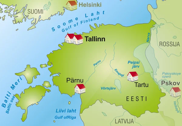 Mapa da Estónia — Vetor de Stock