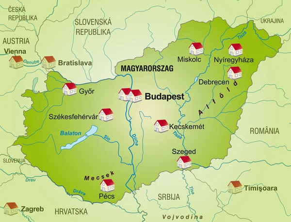 Mapa online de Hungría — Vector de stock