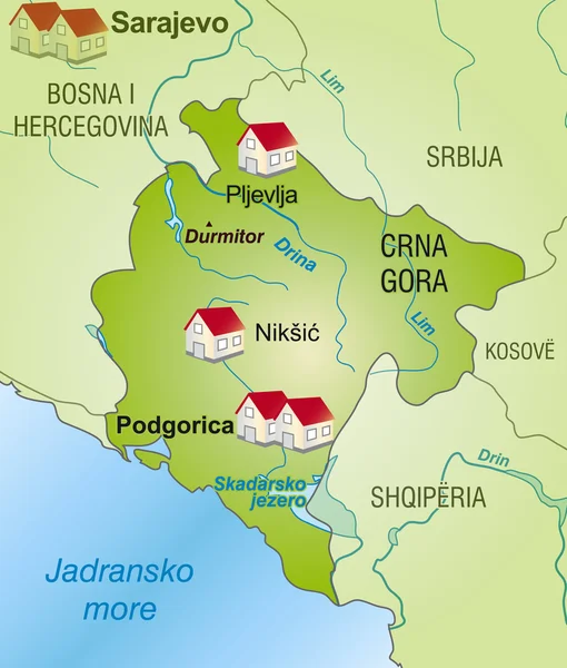 Mapa Černé Hory — Stockový vektor