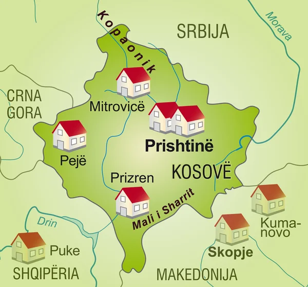 El mapa de Kosovo — Vector de stock