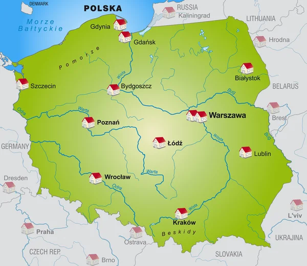 ポーランド地図 — ストックベクタ