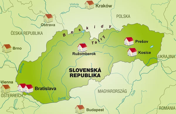 Karta över Slovakien — Stock vektor