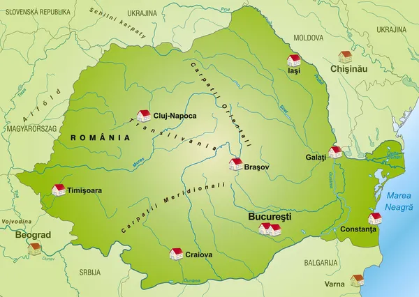 El mapa de Rumania — Vector de stock