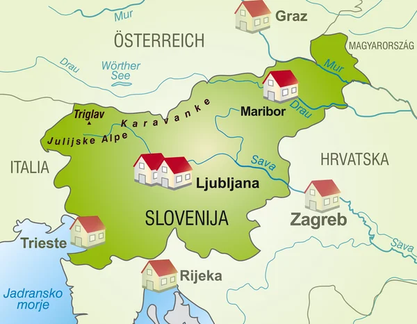 Szlovénia térképe — Stock Vector