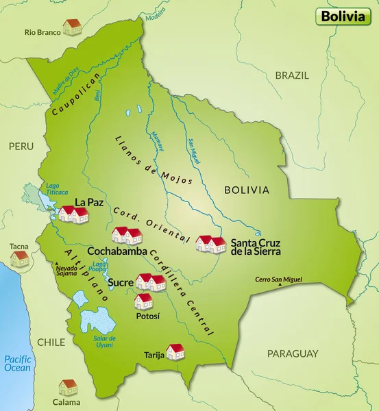 Mapa online de Bolivia — Vector de stock