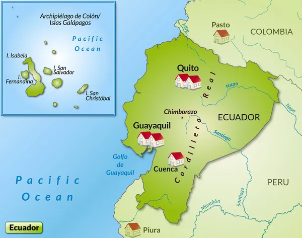 La mappa di ecuador — Vettoriale Stock