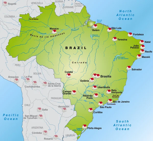 Mapa online de Brasil — Vector de stock
