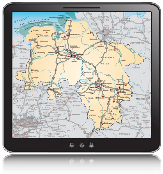 Aşağı Saksonya Haritası — Stok Vektör