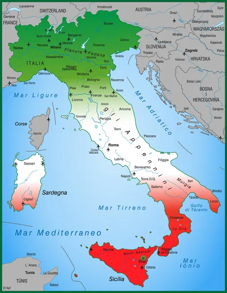 La mappa di Italia — Vettoriale Stock