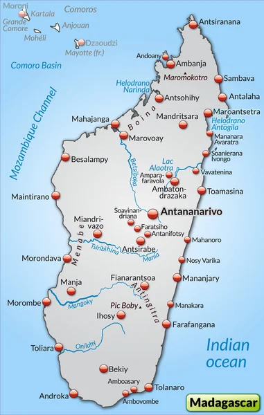 Mapa z Madagaskaru — Stockový vektor