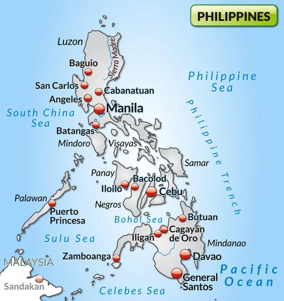 Mapa de philippines — Vector de stock