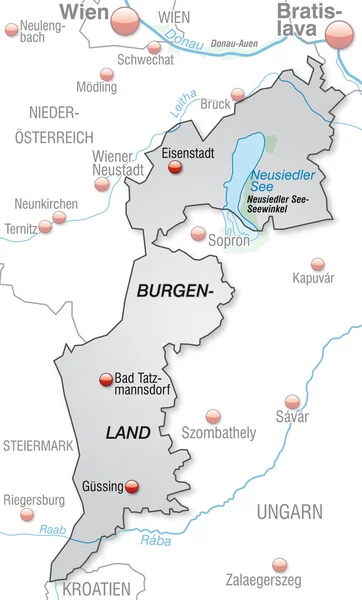 La carte de Burgenland — Image vectorielle