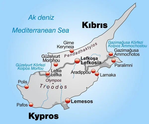 El mapa de Chipre — Archivo Imágenes Vectoriales