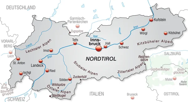 La carte de Tyrol — Image vectorielle