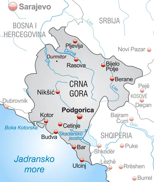 O mapa de Montenegro — Vetor de Stock