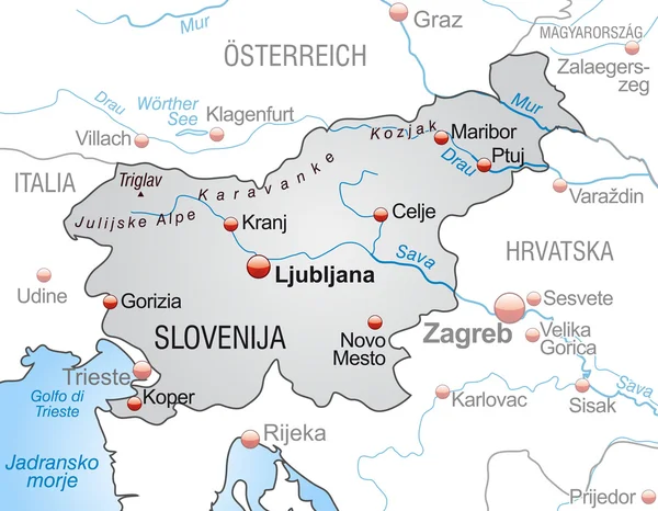Szlovénia térképe — Stock Vector