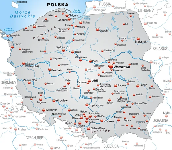 La mappa di Polonia — Vettoriale Stock