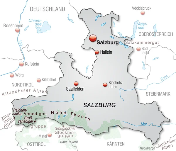 Mapa online de Salzburgo — Vector de stock