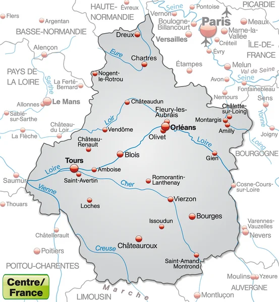 Carte du centre — Image vectorielle