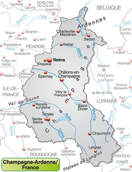 Карта Шампань Арденни — стоковий вектор