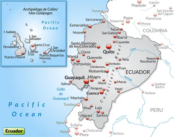 O mapa de ecuador —  Vetores de Stock