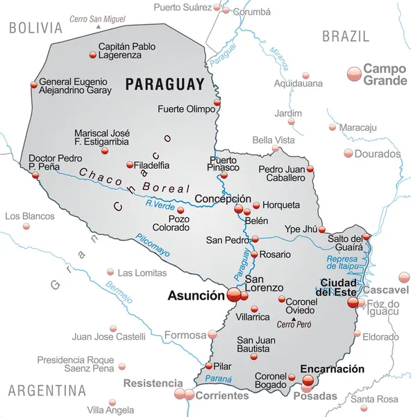 El mapa de Paraguay — Archivo Imágenes Vectoriales