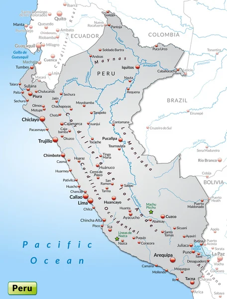 Mapa do Peru —  Vetores de Stock