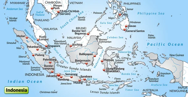 Mappa di indonesia — Vettoriale Stock