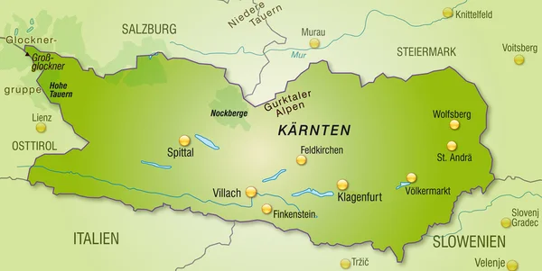 La mappa di kaernten — Vettoriale Stock