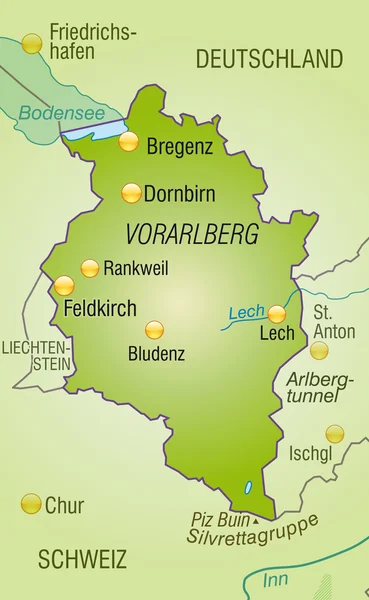 Karte von Vorarlberg — Stockvektor
