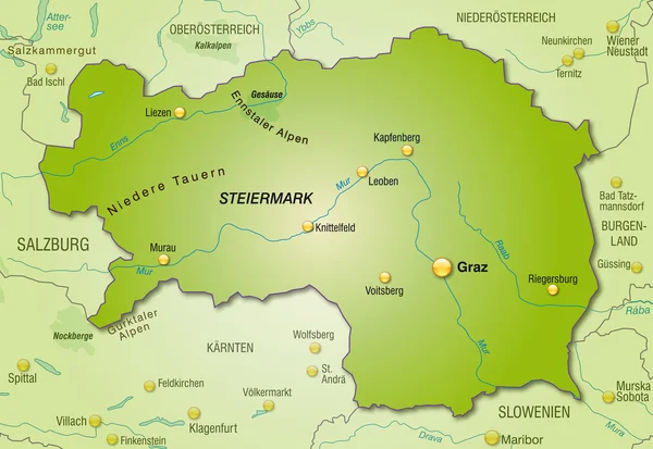 Mapa de styria — Vector de stock