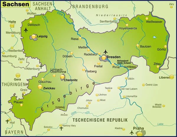 Saksonya Haritası — Stok Vektör