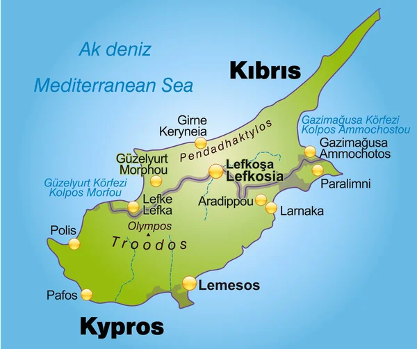 キプロス地図 — ストックベクタ