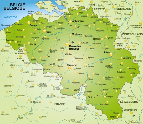 La carte de Belgique — Image vectorielle