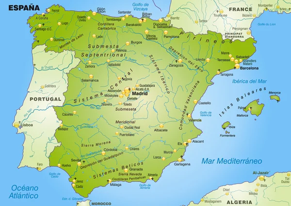 Mapa de España — Vector de stock